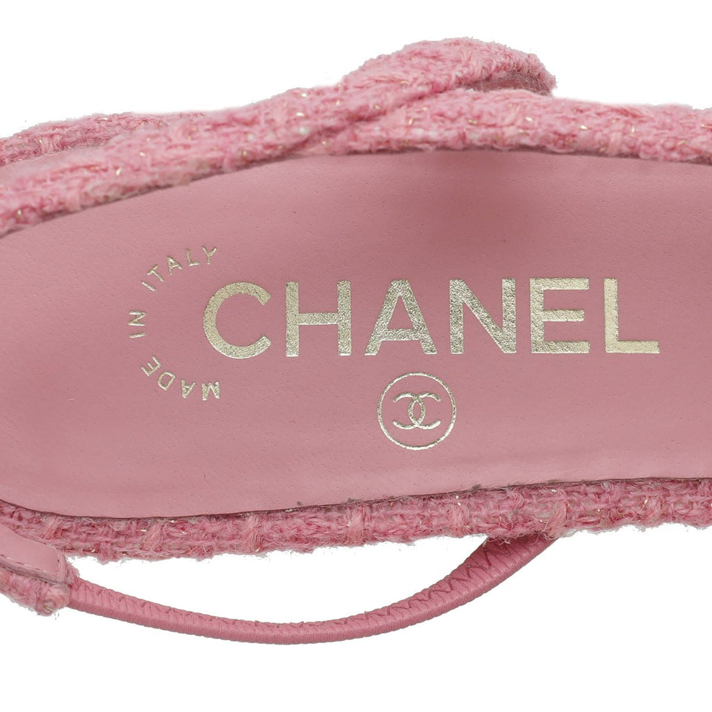 Chanel Bicolor CC Tweed Cap Toe Slingback 40