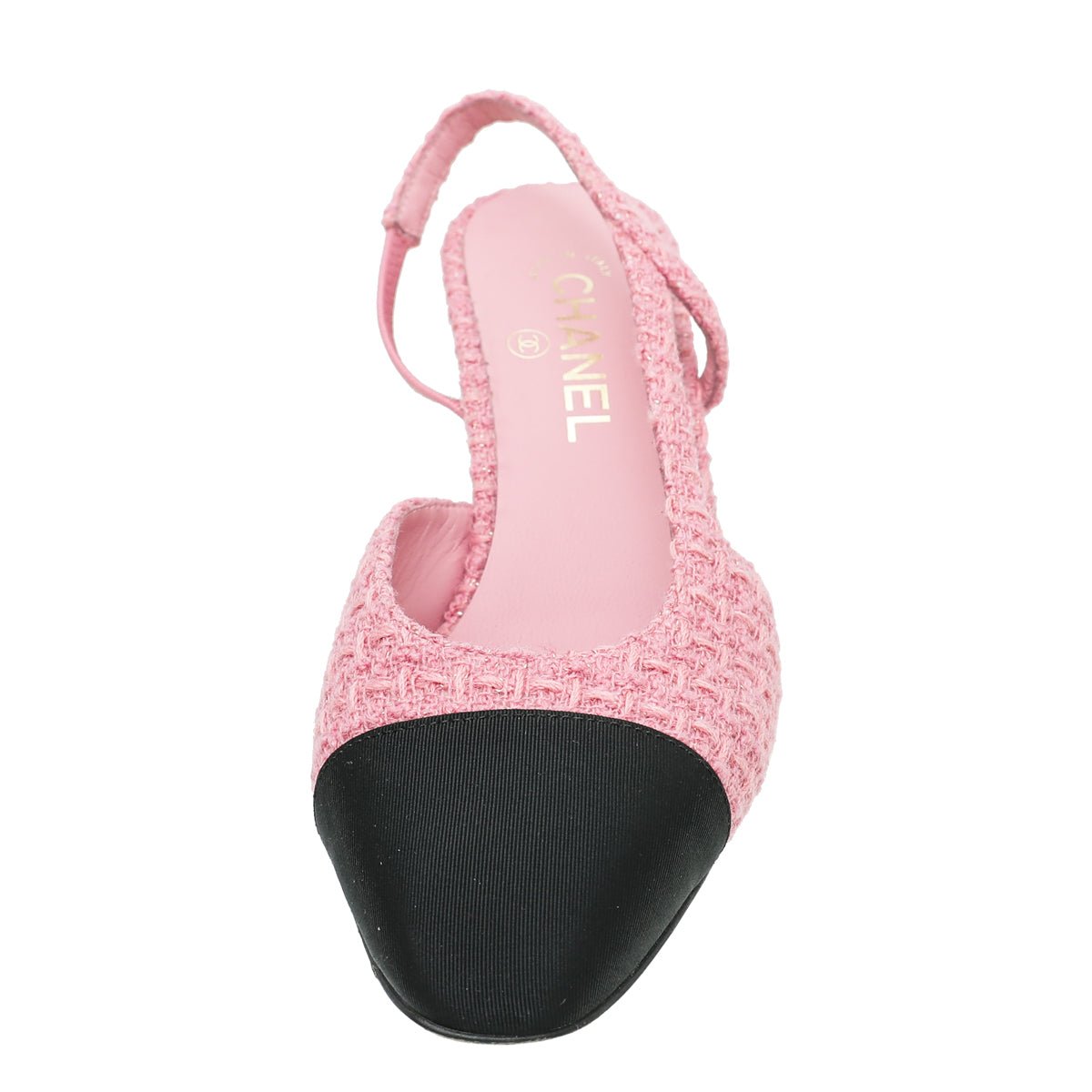 Chanel Bicolor CC Tweed Cap Toe Slingback 40