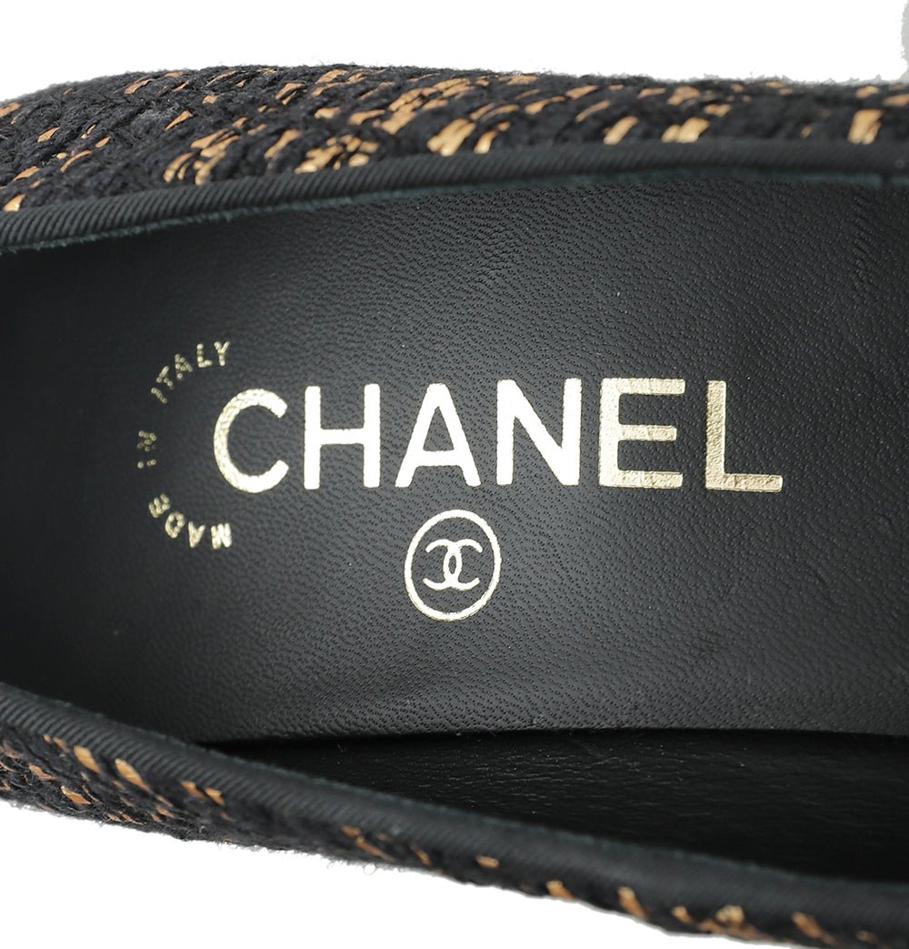 Chanel Bicolor CC Tweed Round Tote Pump 38.5