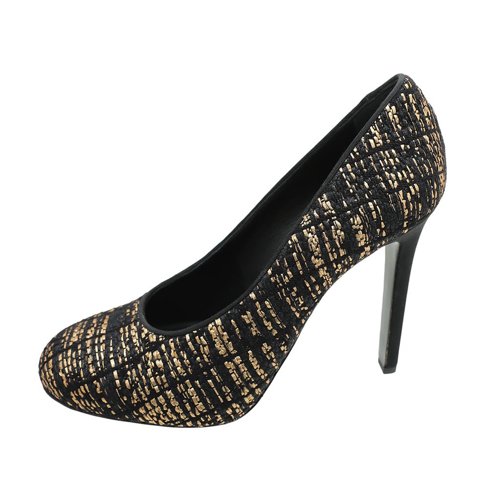 Chanel Bicolor CC Tweed Round Tote Pump 38.5