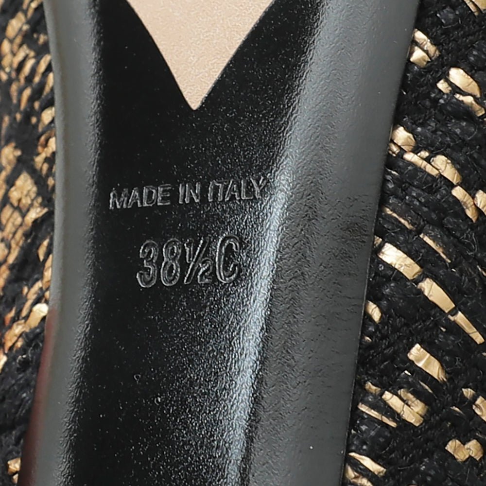Chanel Bicolor CC Tweed Round Tote Pump 38.5