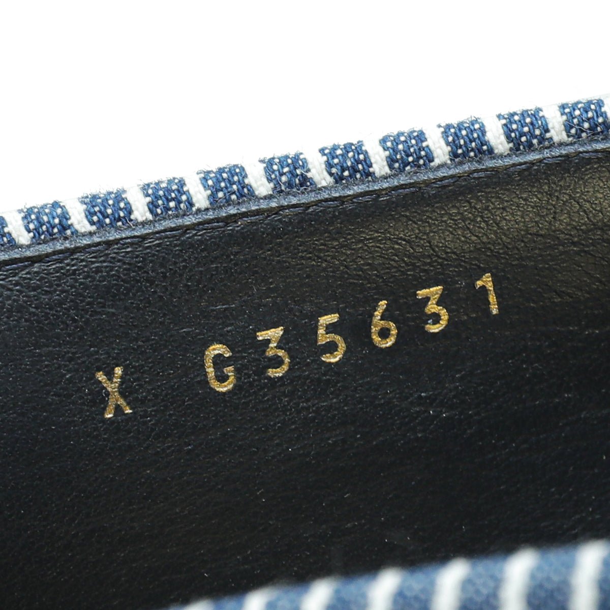 Chanel Bicolor Denim Stripe CC Chain Around Loafers 39.5