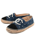 Chanel Bicolor Espadrille Pearl CC Embellished 38