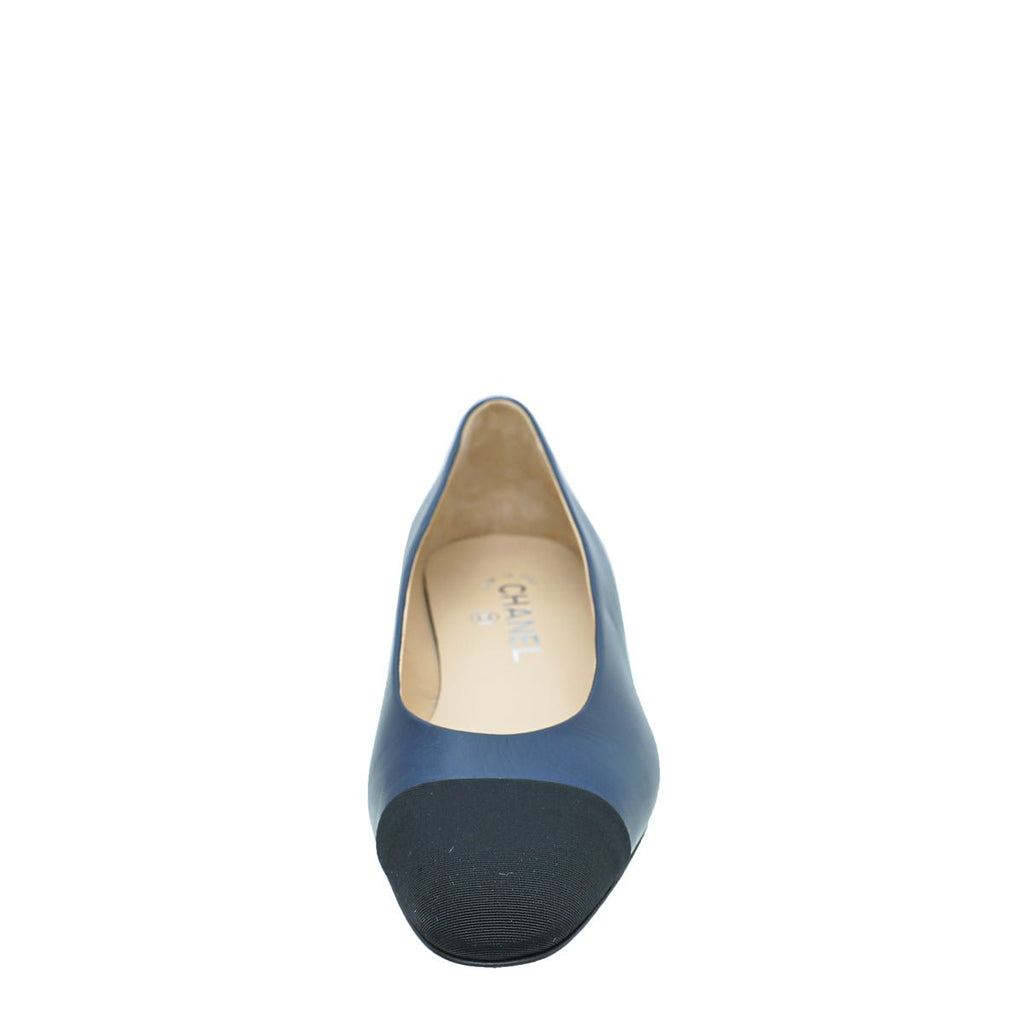 Chanel Bicolor Grosgrain Calf Ballet Flats 38
