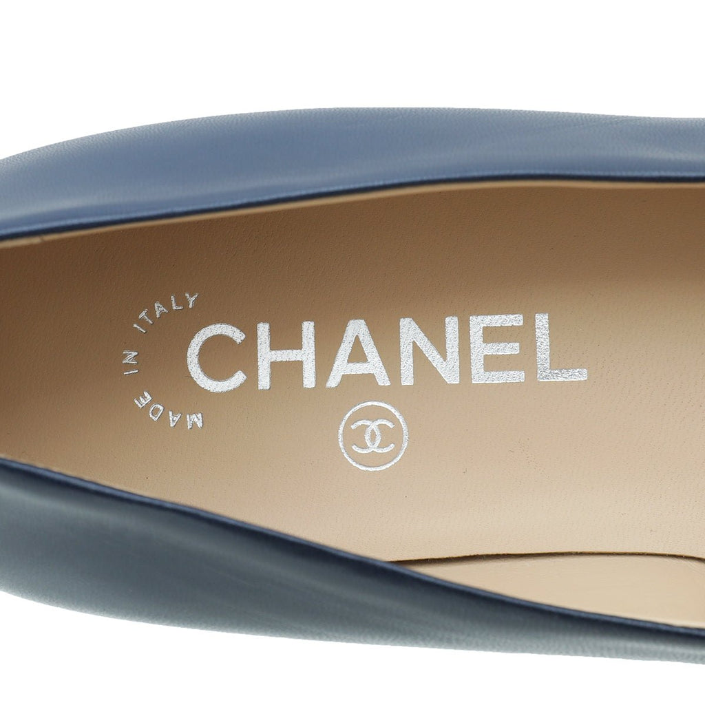 Chanel Bicolor Grosgrain Calf Ballet Flats 38