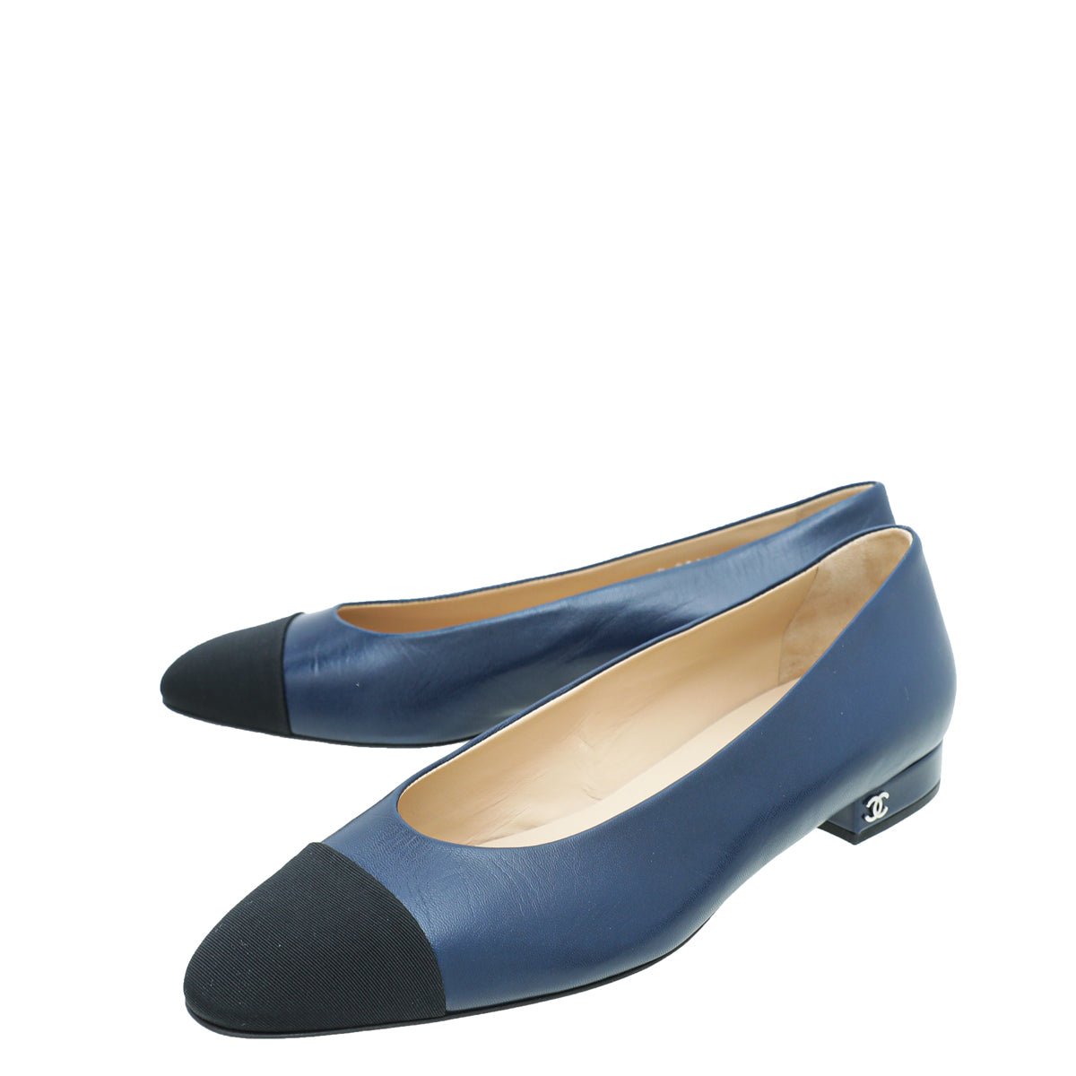 Chanel Bicolor Grosgrain Calf Ballet Flats 38