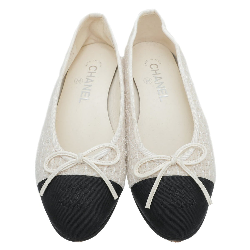 Chanel Bicolor Grosgrain Tweed Ballet Flats 36
