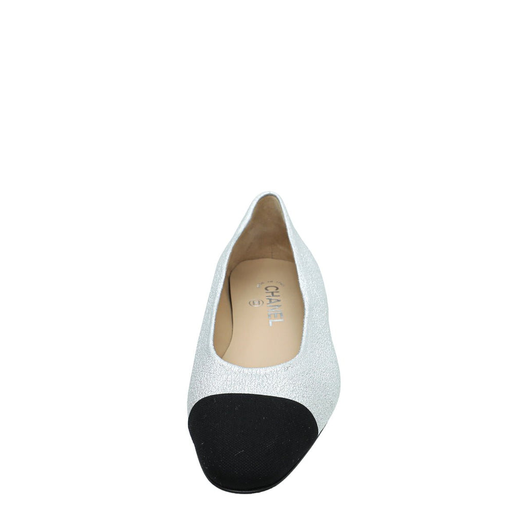Chanel Bicolor Grossgrain Crackled Ballet Flats 38