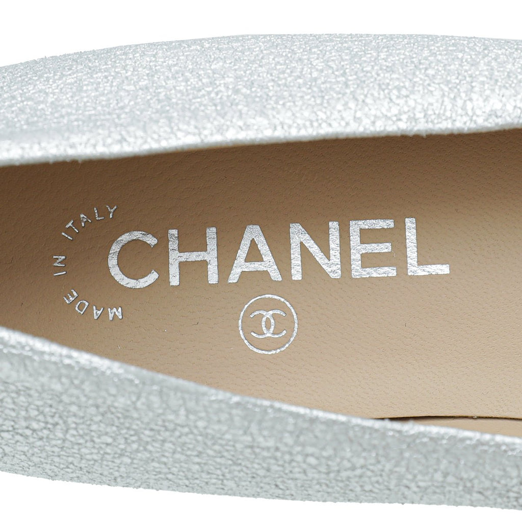 Chanel Bicolor Grossgrain Crackled Ballet Flats 38