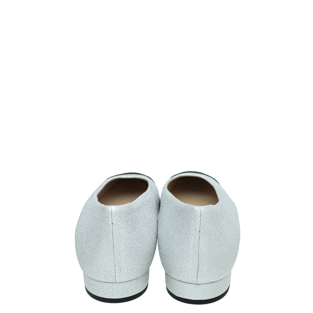 Chanel Bicolor Grossgrain Crackled Ballet Flats 38