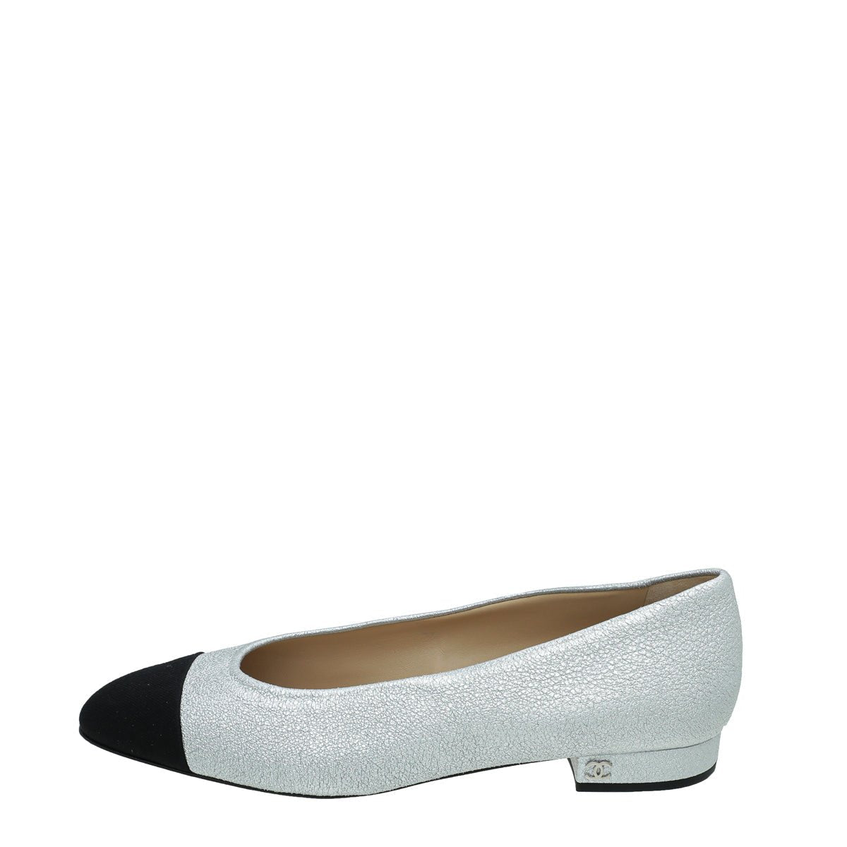Chanel Bicolor Grossgrain Crackled Ballet Flats 38