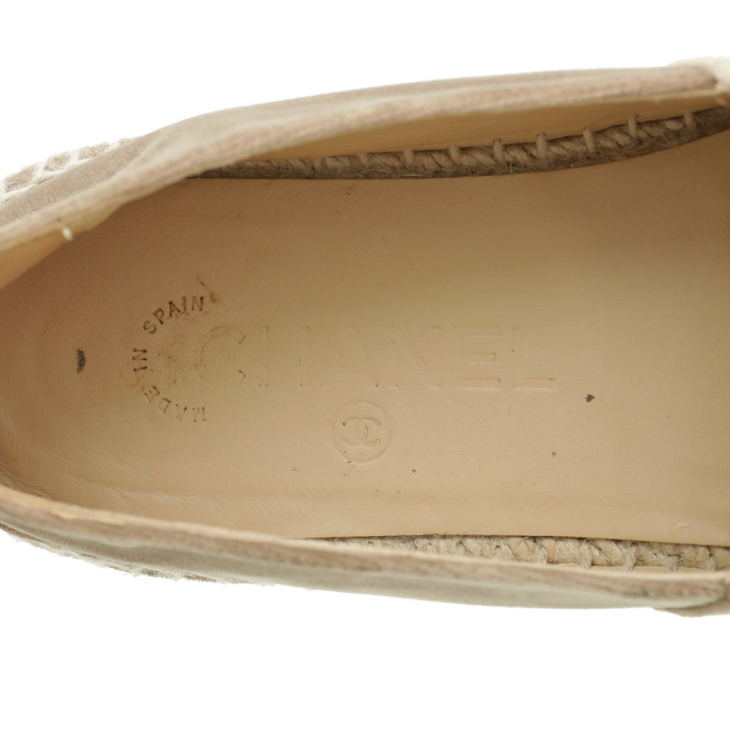 Chanel Bicolor Logo Velvet Espadrille 39