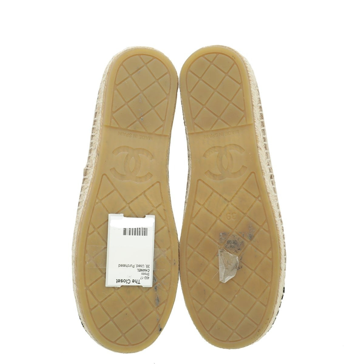 Chanel Bicolor Logo Velvet Espadrille 39