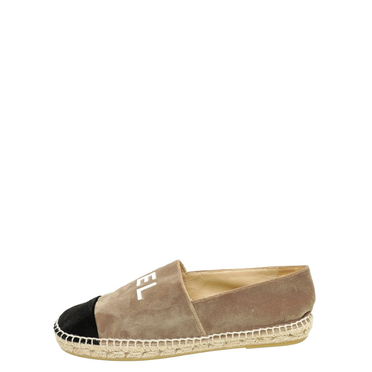 Chanel Bicolor Logo Velvet Espadrille 39