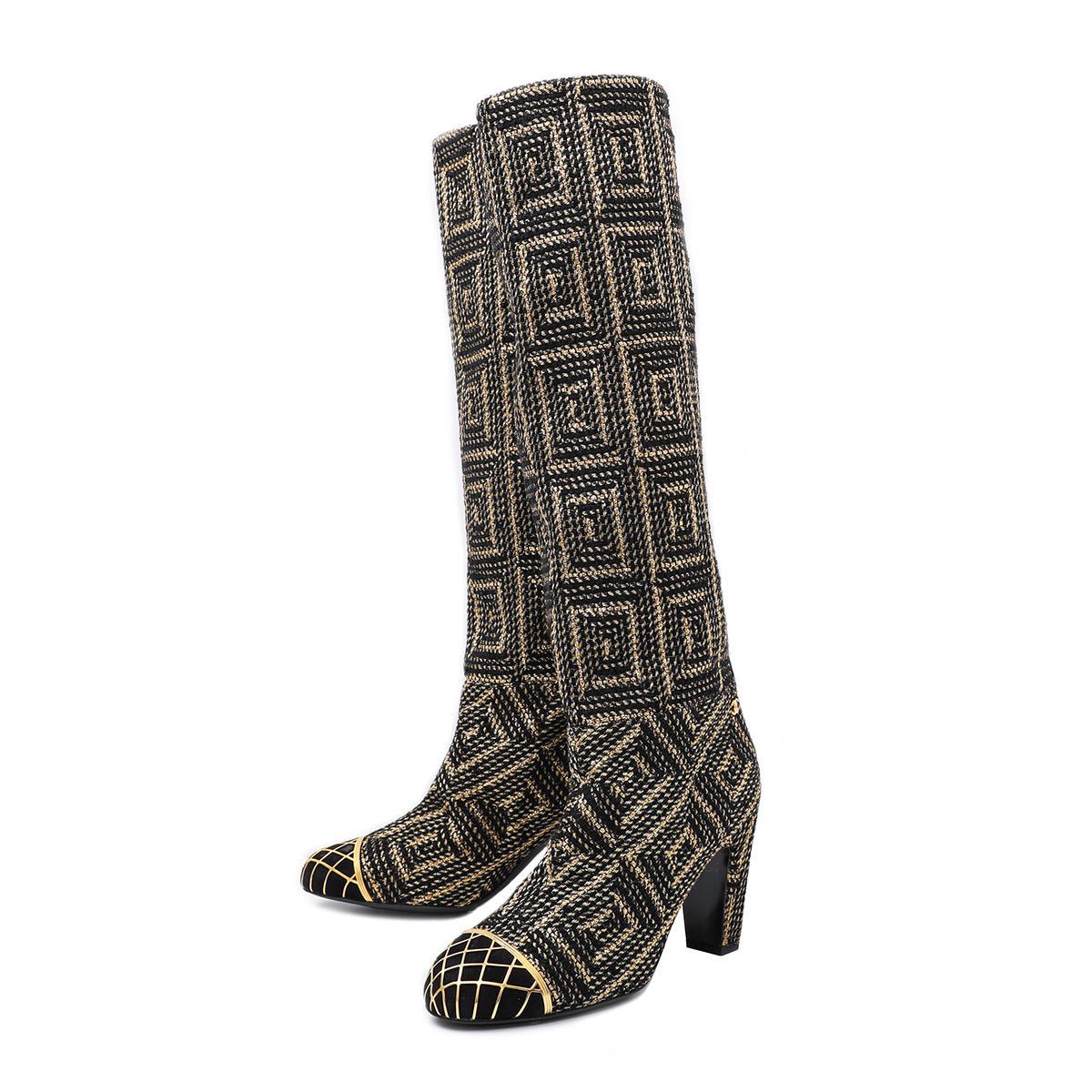 Chanel Bicolor Metal Tweed Cage Cap Toe 40