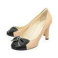 Chanel Bicolor Pearl Line Bow Cap Toe Pump 39.5