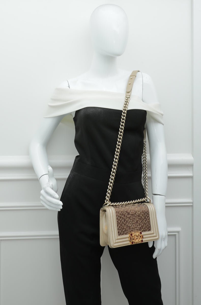 Chanel Bicolor Python Metiers D'Art Boy Flap Small Bag