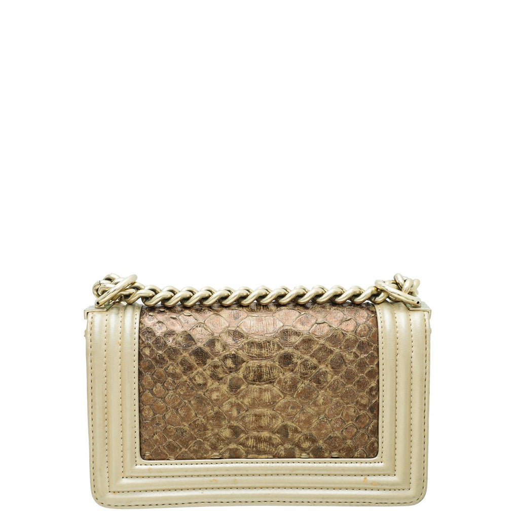 Chanel Bicolor Python Metiers D'Art Boy Flap Small Bag
