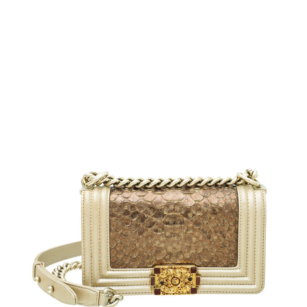 Chanel Bicolor Python Metiers D'Art Boy Flap Small Bag