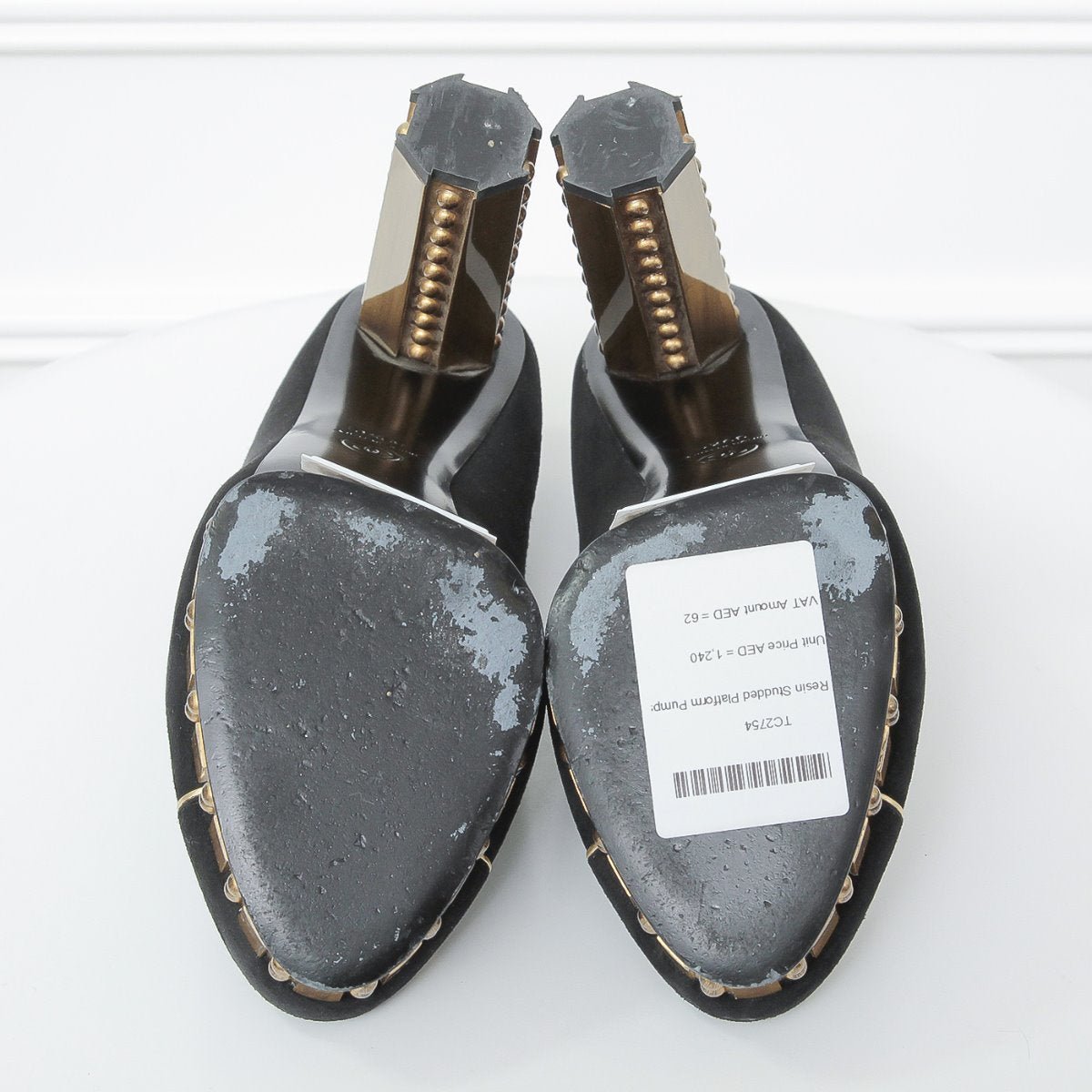 Chanel Bicolor Resin Studded Heels   39 ½ c