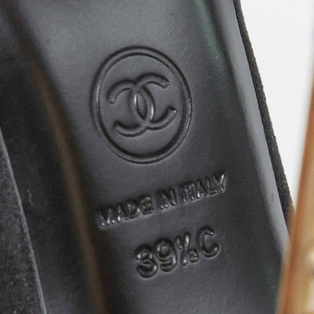 Chanel Bicolor Resin Studded Heels   39 ½ c