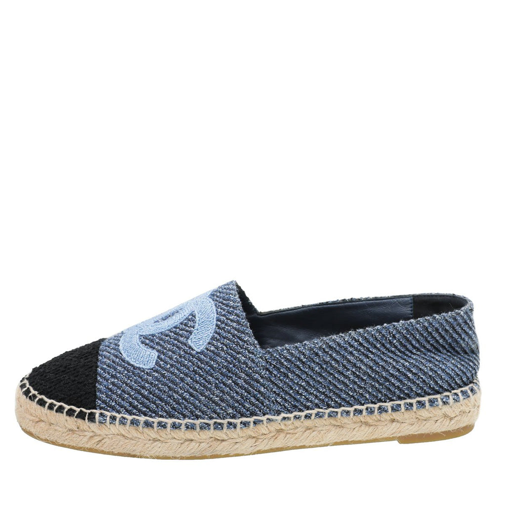 Chanel Bicolor Tweed CC Embroidered Espadrille 39