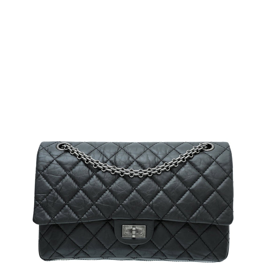 Chanel Black 2.55 Reissue Double Flap Crumpled 225 Bag