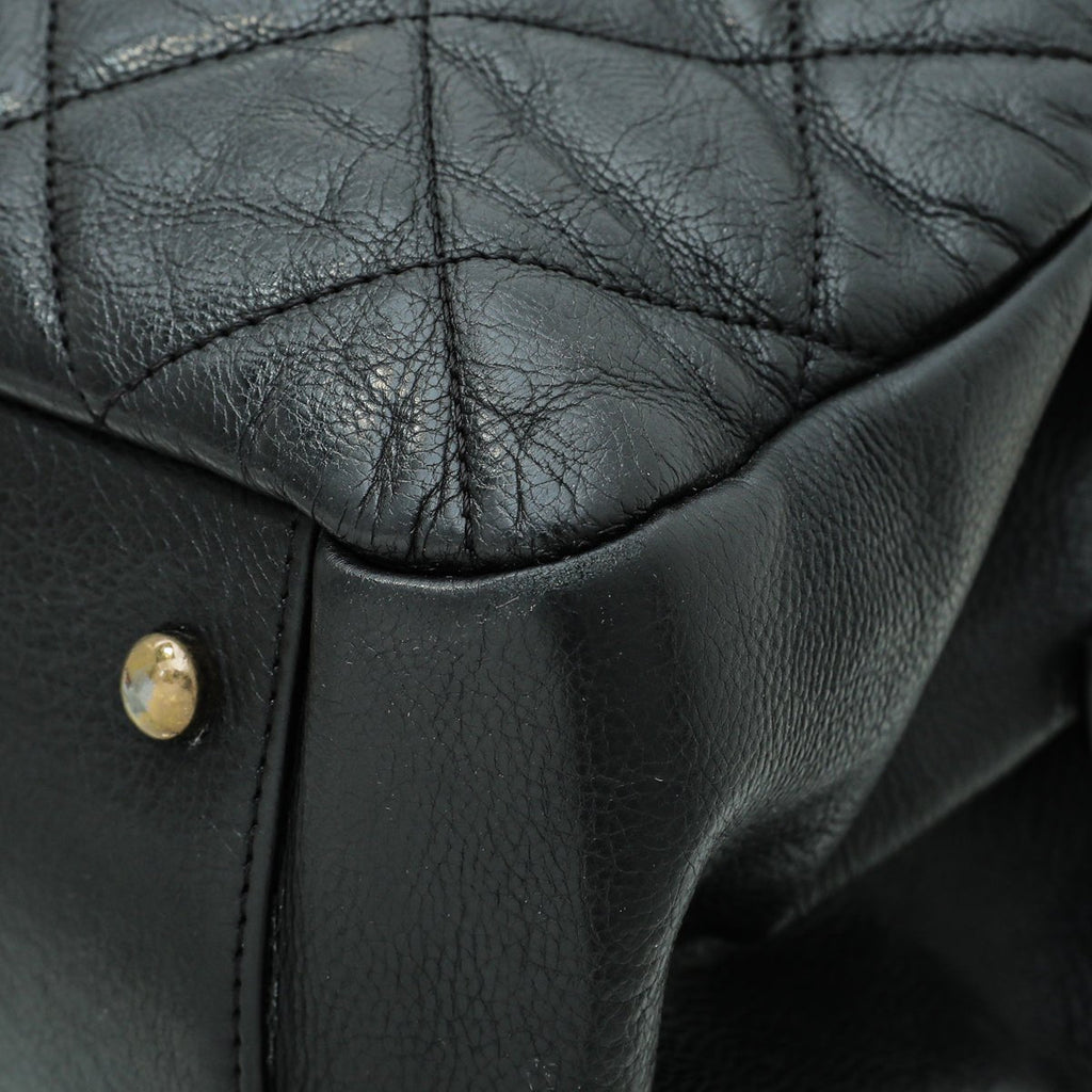 Chanel Black Aged CC Crown Tote Bag