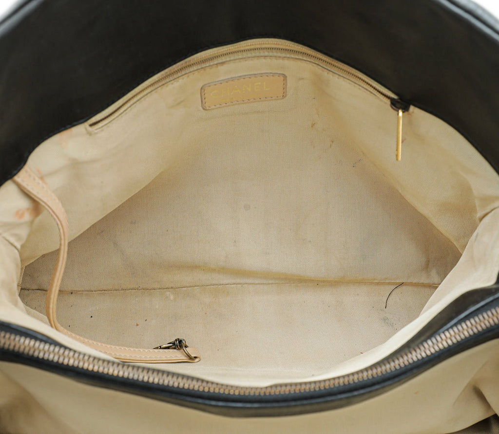 Chanel Black Aged CC Crown Tote Bag