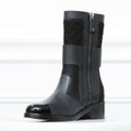 Chanel Black -Brown High Zip Up Boots 36.5