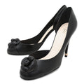 Chanel Black Camellia Half D'orsay Pumps 42