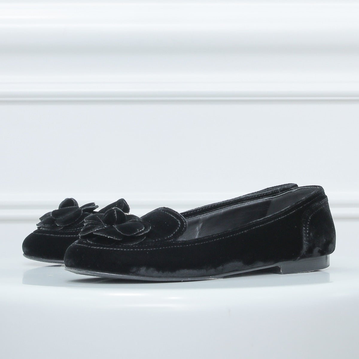 Chanel Black Camellia Loafers Ballet Flats 39