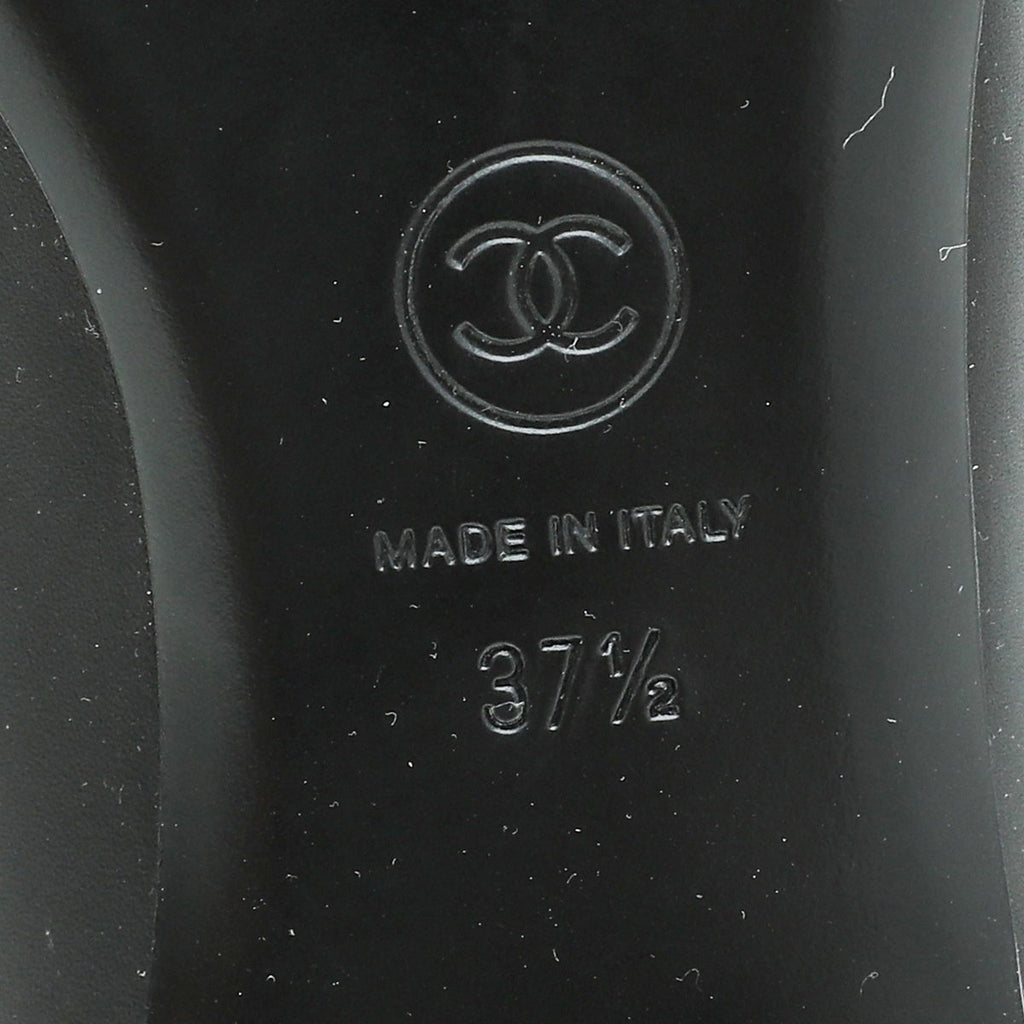 Chanel Black Camellia Pearl Ballet Flats 37.5