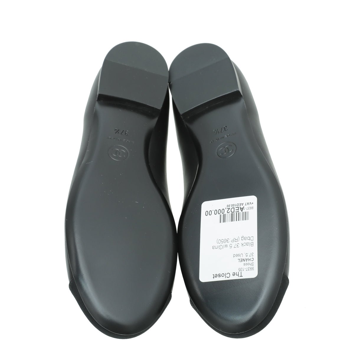 Chanel Black Camellia Pearl Ballet Flats 37.5