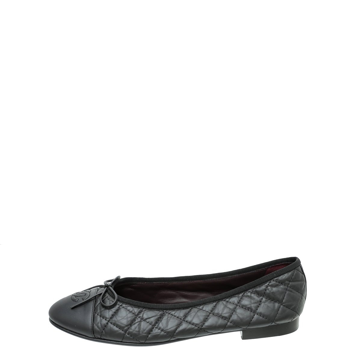 Chanel Black Cap toe Quilted Ballerina Flats 39.5