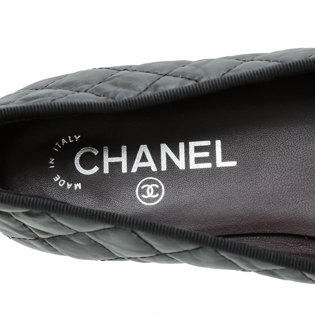 Chanel Black Cap toe Quilted Ballerina Flats 39.5