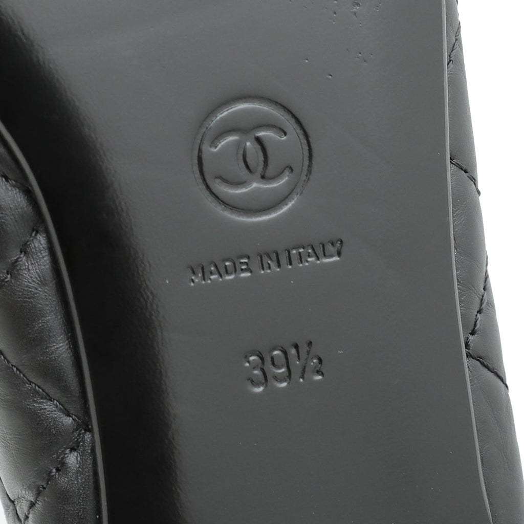 Chanel Black Cap toe Quilted Ballerina Flats 39.5