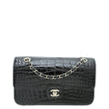 Chanel Black CC Alligator Classic Double Flap Medium Bag