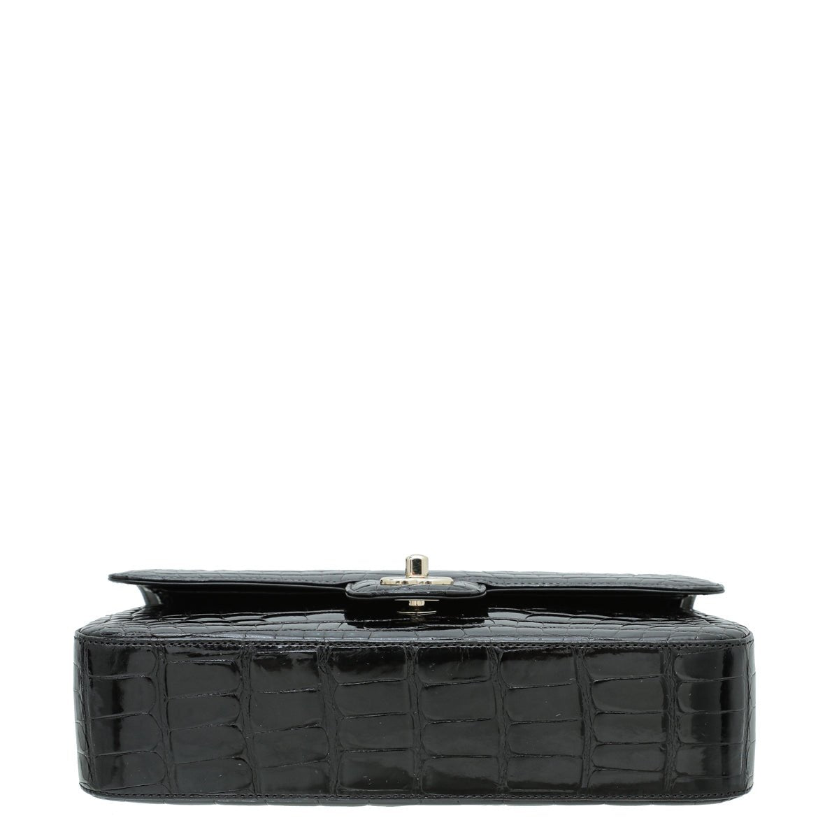 Chanel Black CC Alligator Classic Double Flap Medium Bag