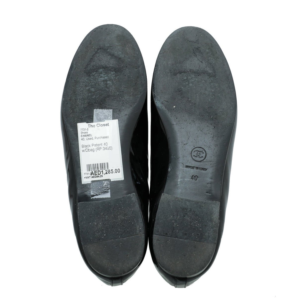 Chanel Black CC Cap Toe Ballerina Flats 40