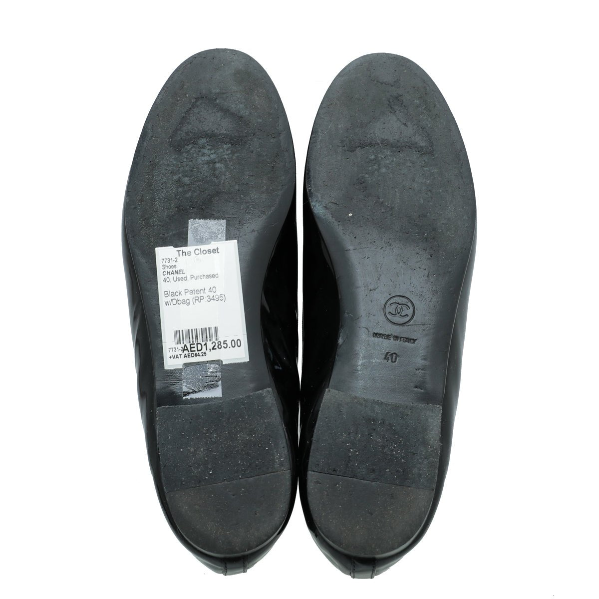 Chanel Black CC Cap Toe Ballerina Flats 40