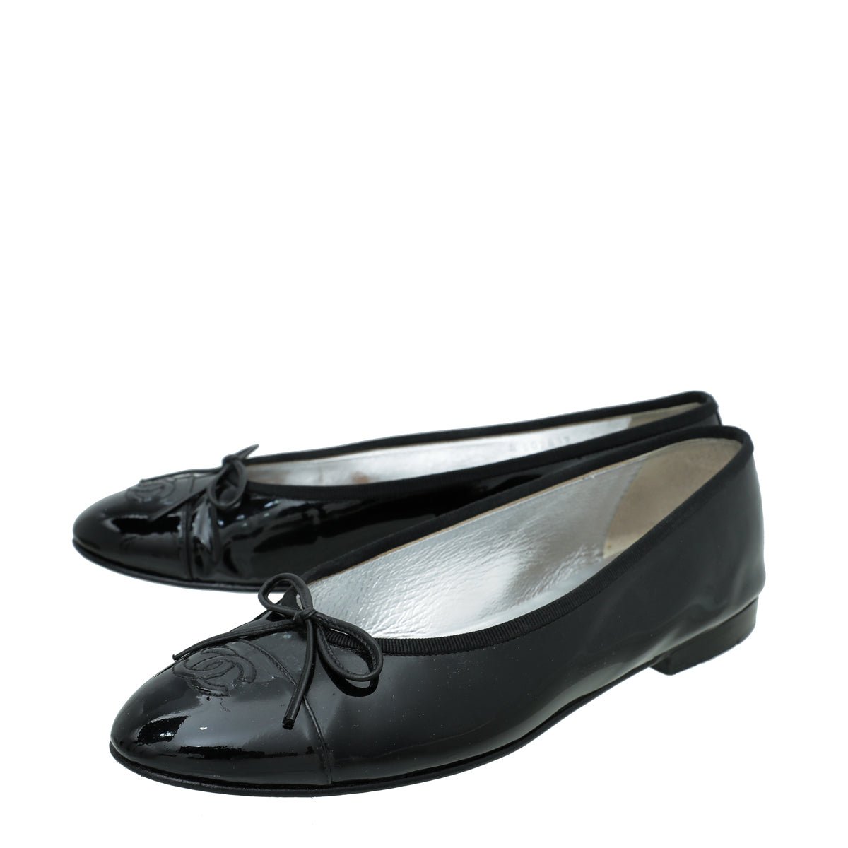 Chanel Black CC Cap Toe Ballerina Flats 40
