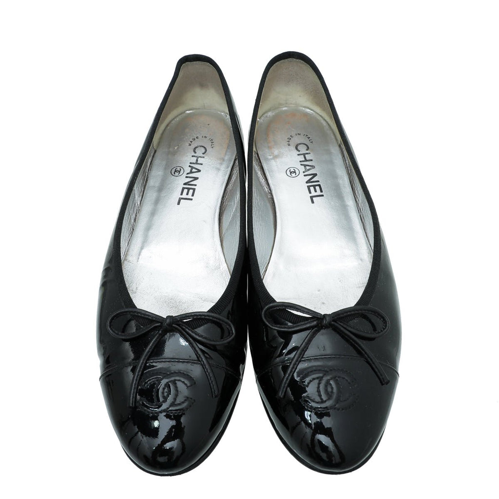 Chanel Black CC Cap Toe Ballerina Flats 40