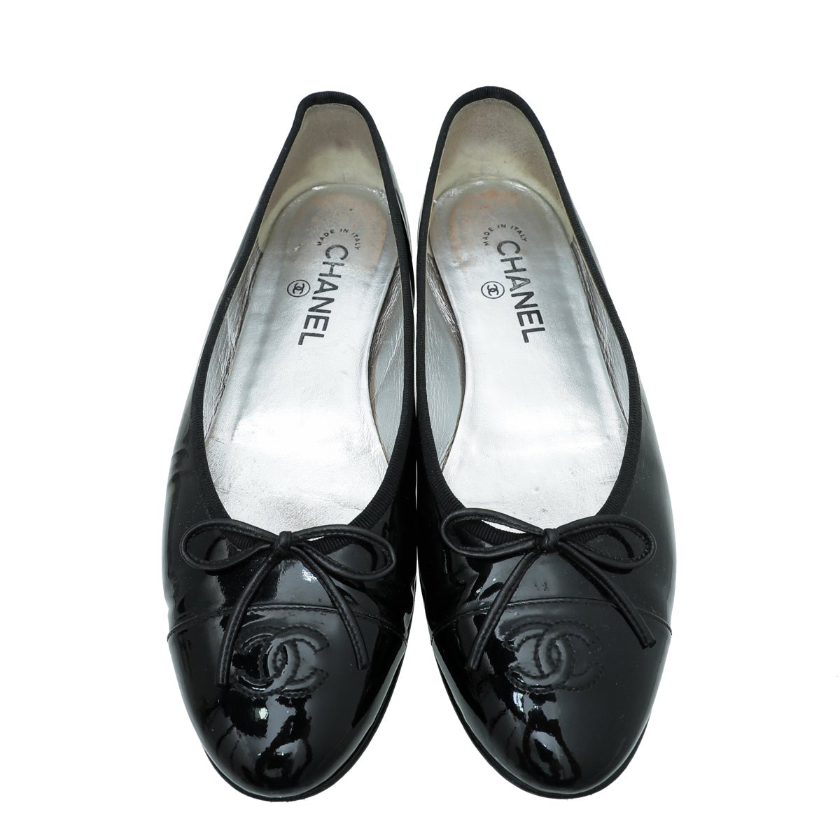 Chanel Black CC Cap Toe Ballerina Flats 40