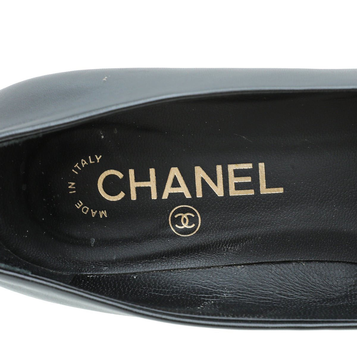 Chanel Black CC Cap Toe Camellia Flower Pump 38.5