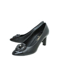 Chanel Black CC Cap Toe Camellia Flower Pump 38.5
