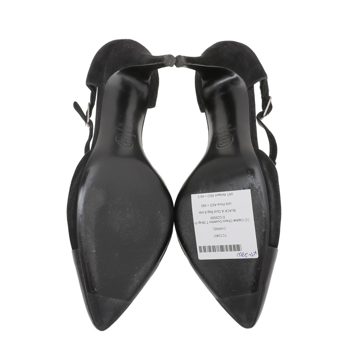 Chanel Black CC Cap Toe Chaus Ouvertes T Strap Pumps 40.5