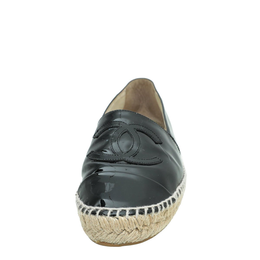 Chanel Black CC Cap Toe Espadrille 38