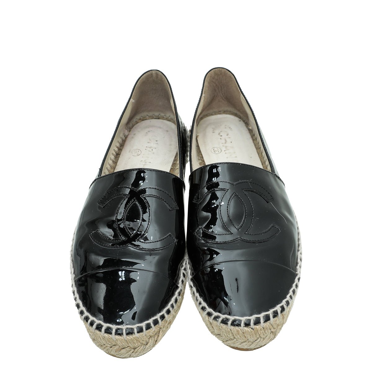 Chanel Black CC Cap Toe Espadrille 38