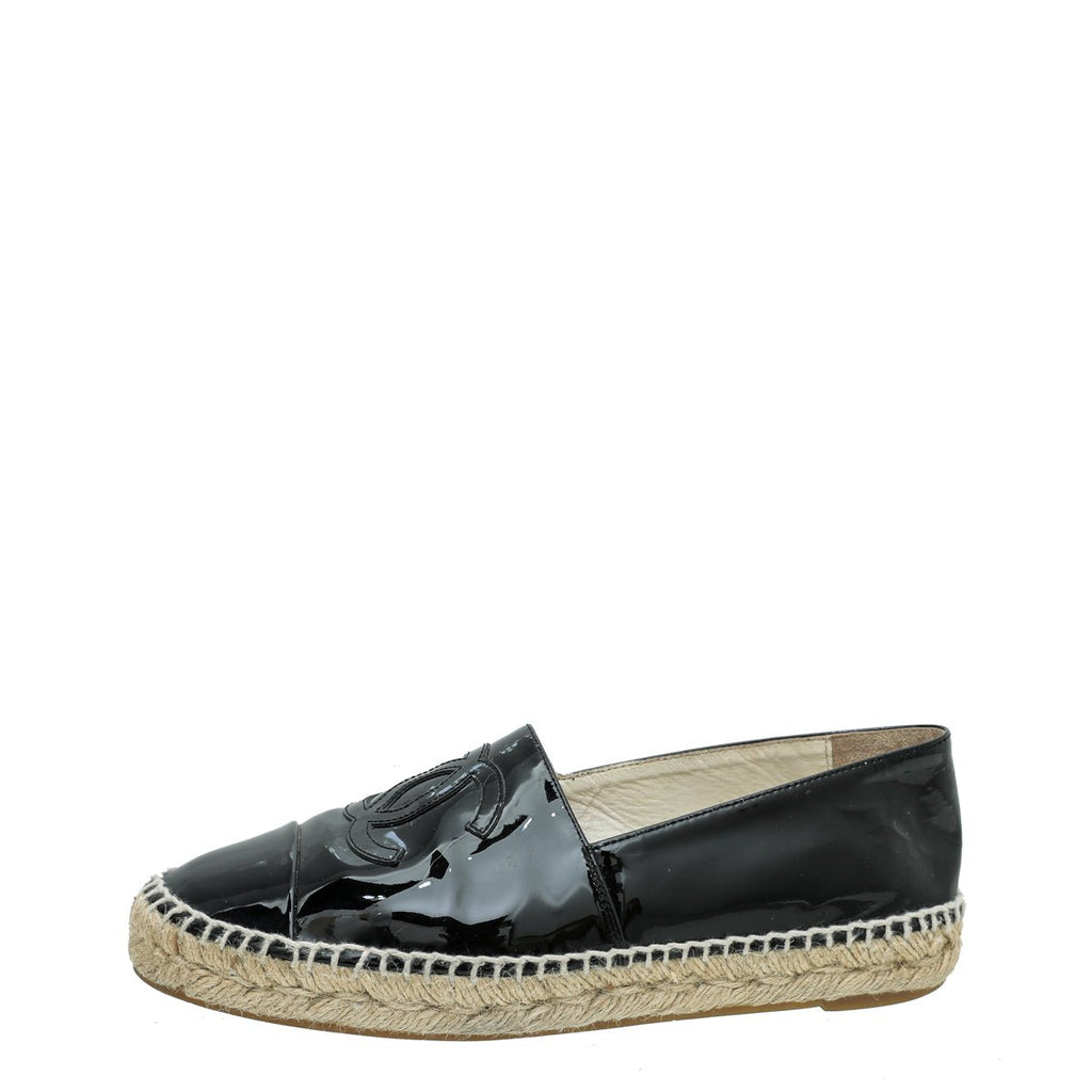 Chanel Black CC Cap Toe Espadrille 38